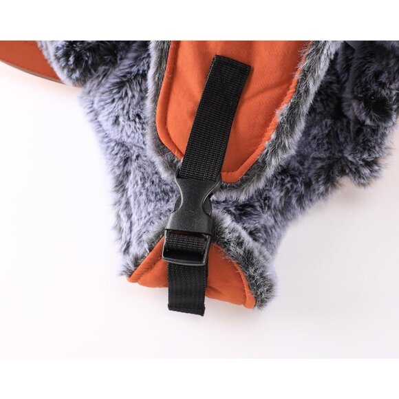 Men Caramel Brown Winter Trapper Hat Faux Fur Earflaps with Reflective Brim - Picture 6 of 7